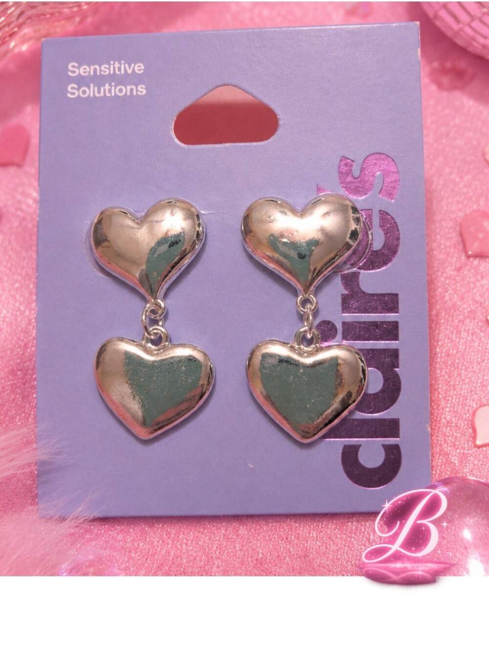 🌟5/$25🌟 Claire's Sensitive Solutions Silver Heart Earrings NWT